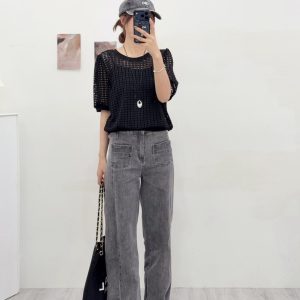 霧灰超瘦落地褲-350